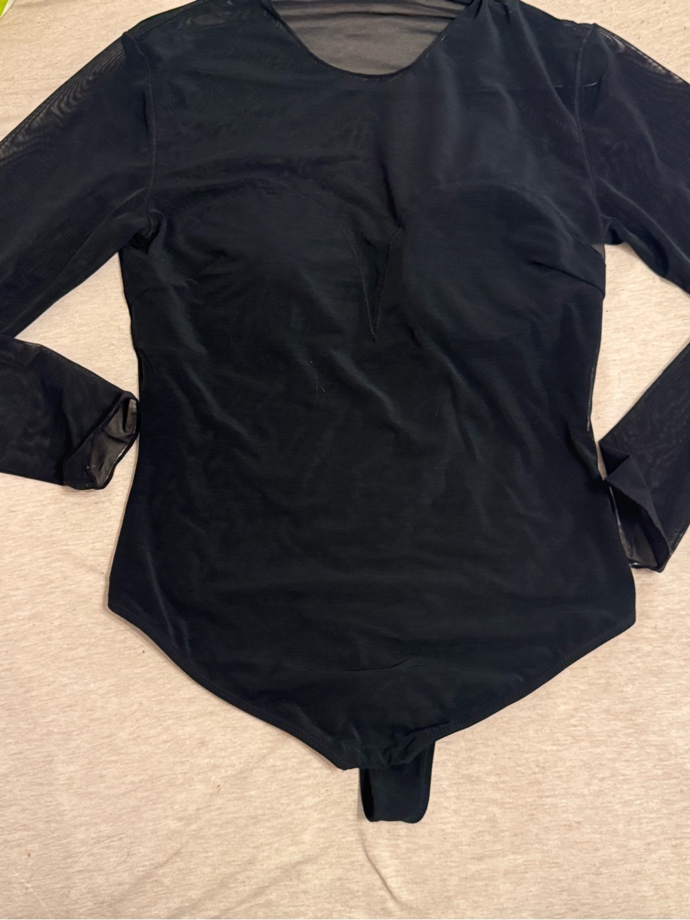 Black Long Sleeve Sheer Mesh Bodysuit